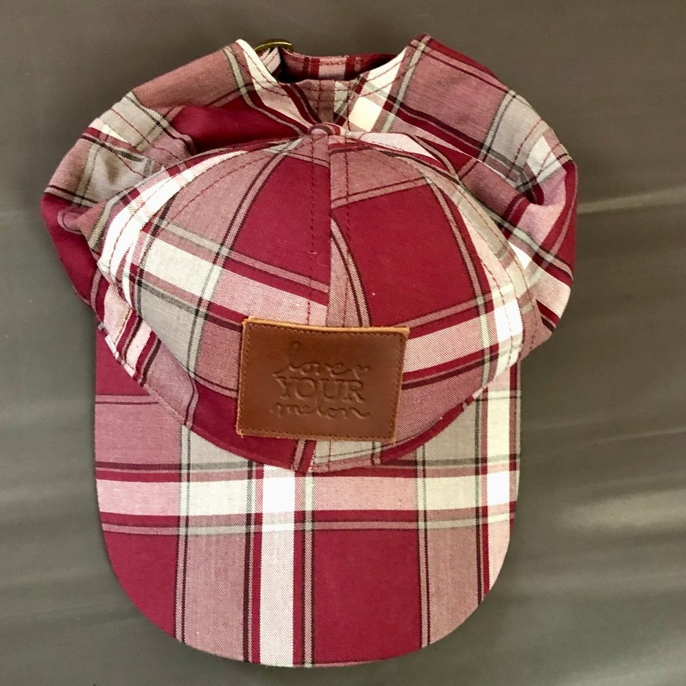 Love Your Melon Burgundy and White Plaid Cap